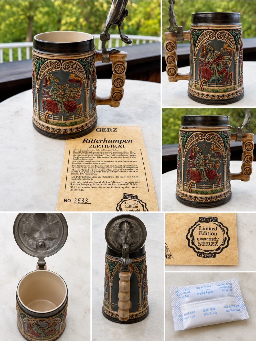 Gerz Green and Brown Ritterhumpen Decorative Beer Stein - Limited Edition